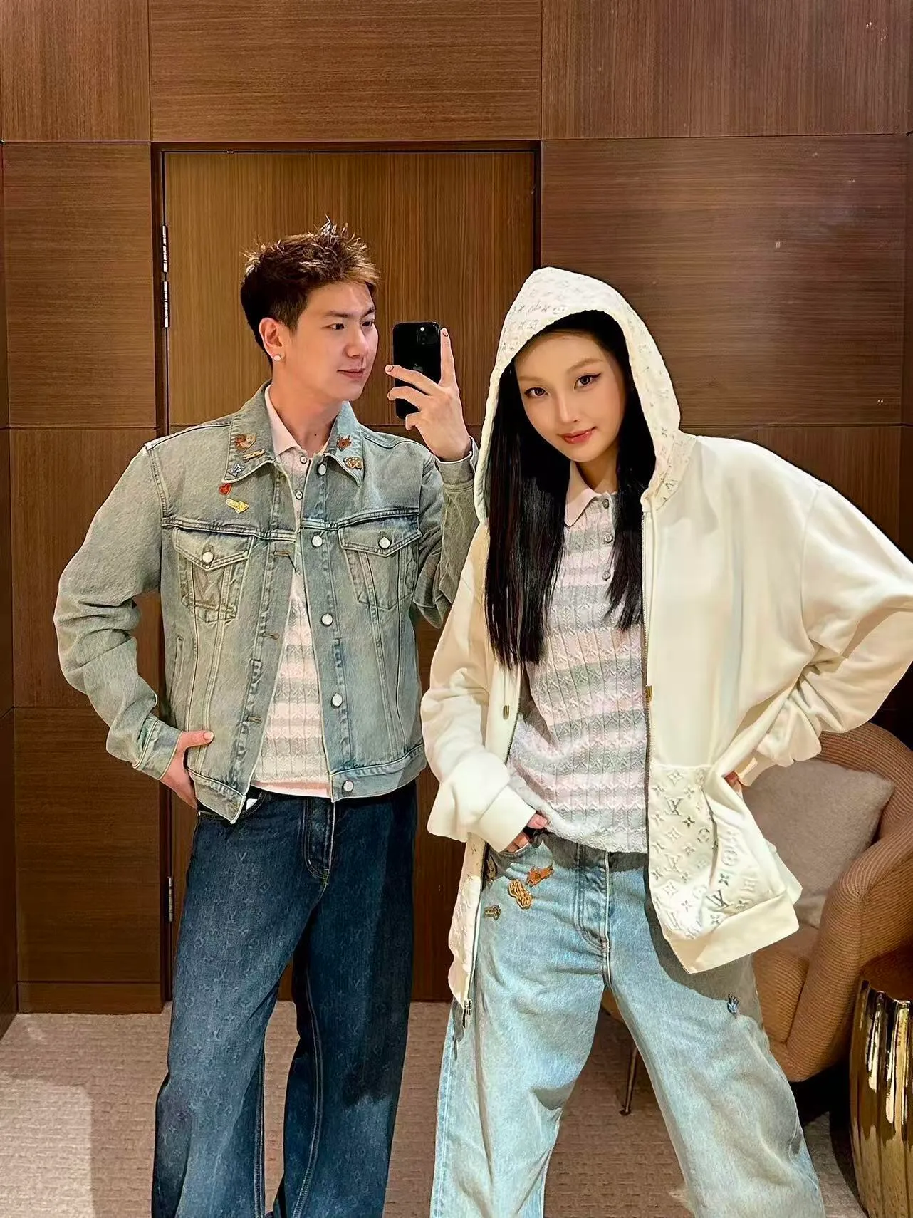 Louis Vuitton/Louis Vuitton reflective 3D embossed hooded sweatshirt jacket